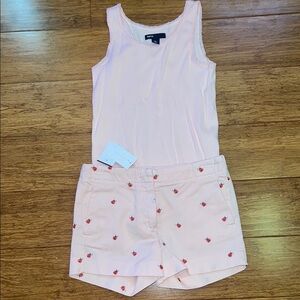 Crewcuts girls embroidered ladybug shorts with matching pink gap tank size 8